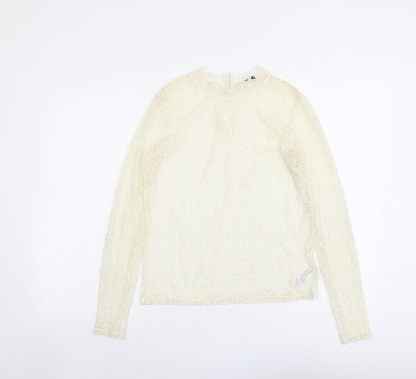 NEXT Womens Ivory Nylon Basic Blouse Size 8 Mock Neck