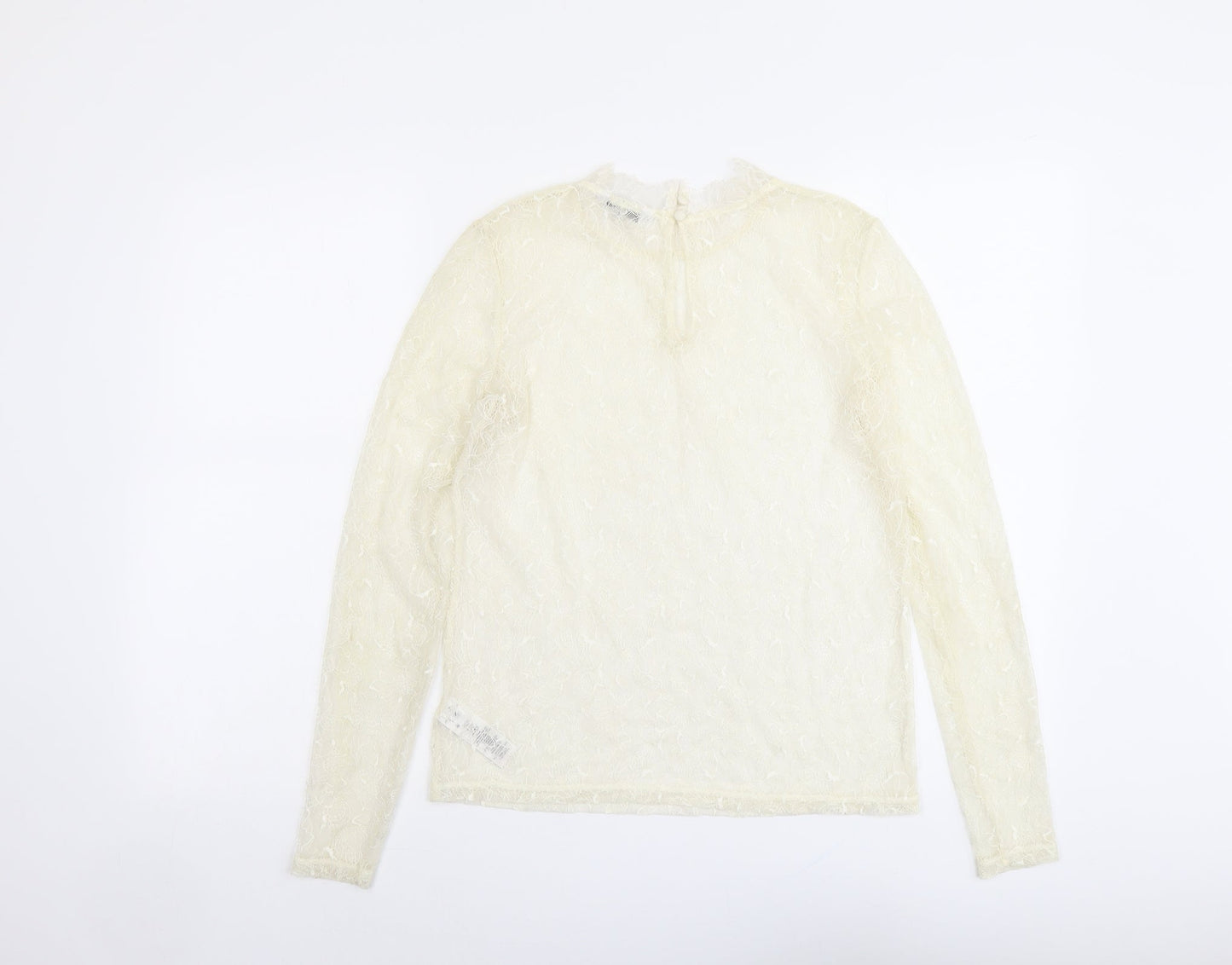 NEXT Womens Ivory Nylon Basic Blouse Size 8 Mock Neck