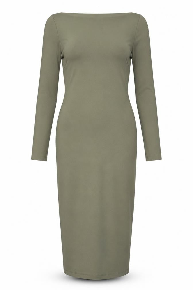 H&M Womens Green Polyester Bodycon Size 8 Boat Neck Pullover