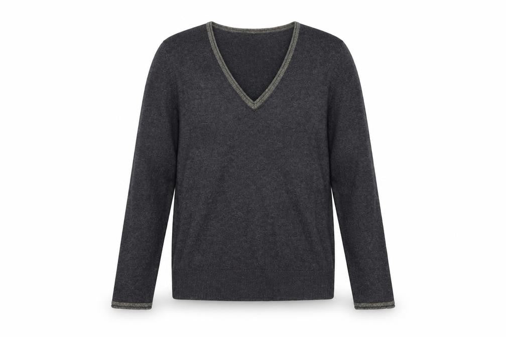 La Redoute Womens Grey V-Neck Viscose Pullover Jumper Size 10