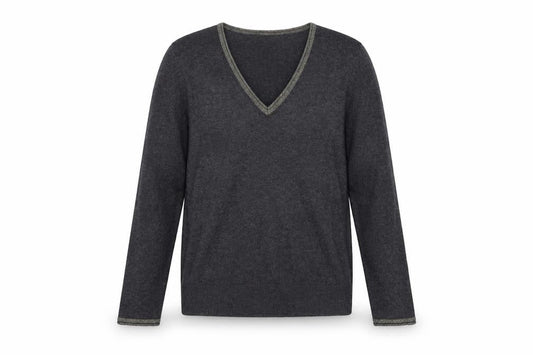 La Redoute Womens Grey V-Neck Viscose Pullover Jumper Size 10