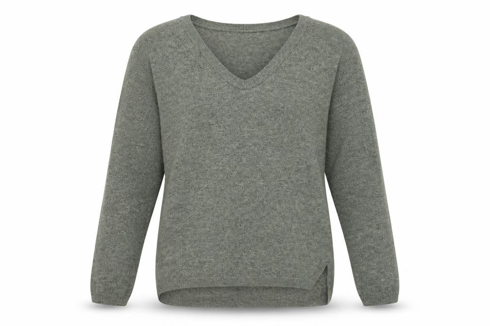 H&M Womens Green V-Neck Acrylic Pullover Jumper Size XS