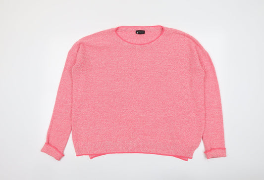 Topshop Womens Pink Round Neck Acrylic Pullover Jumper Size 10