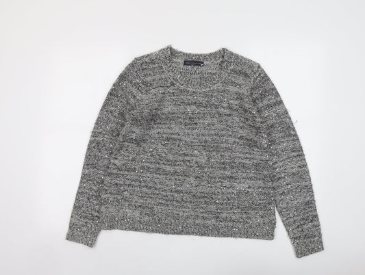 Marks and Spencer Womens Grey Round Neck Polyester Pullover Jumper Size 10