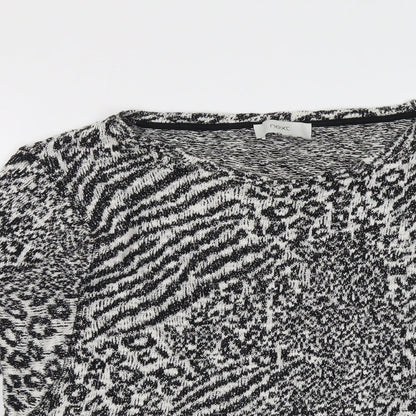 Next Womens Black Boat Neck Animal Print Cotton Pullover Jumper Size 12 - Leopard Pattern