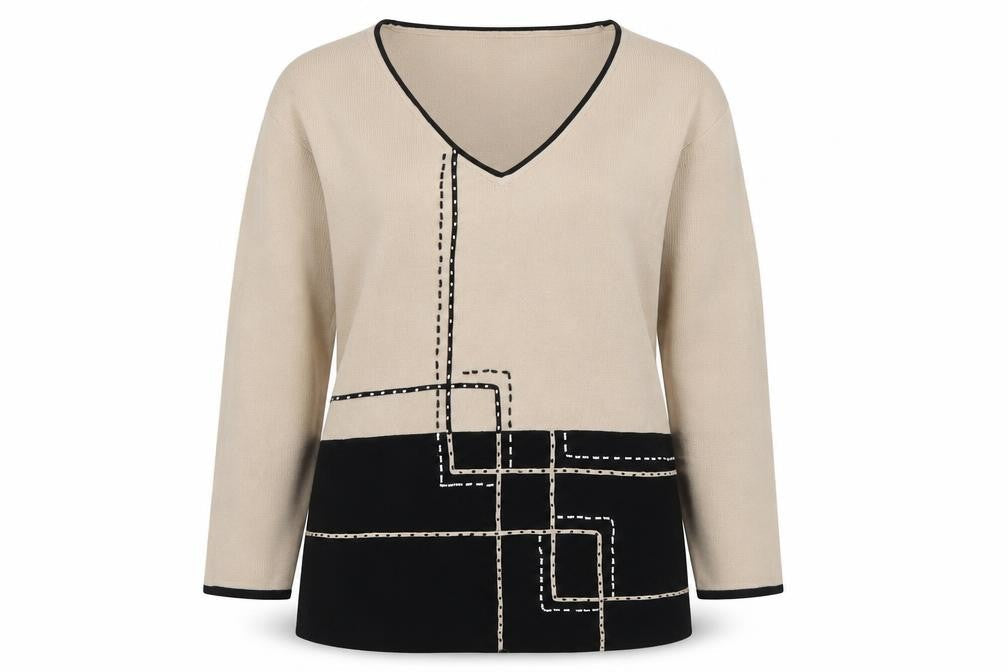 Sky Designs Womens Beige V-Neck Viscose Pullover Jumper Size 10