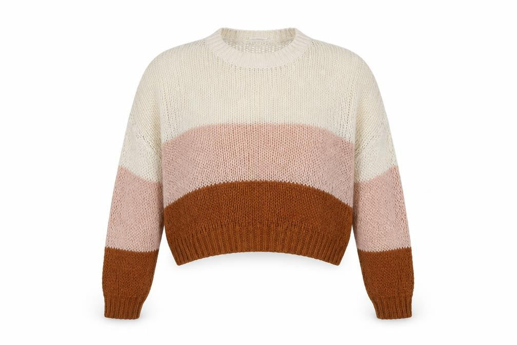 VILA Womens Multicoloured Round Neck Striped Acrylic Pullover Jumper Size XS