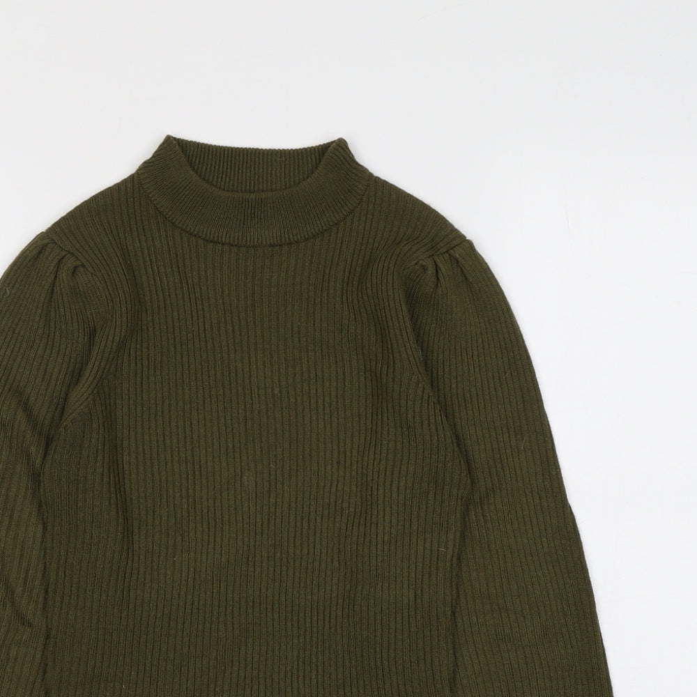 Brave Soul Womens Green Mock Neck Acrylic Pullover Jumper Size S