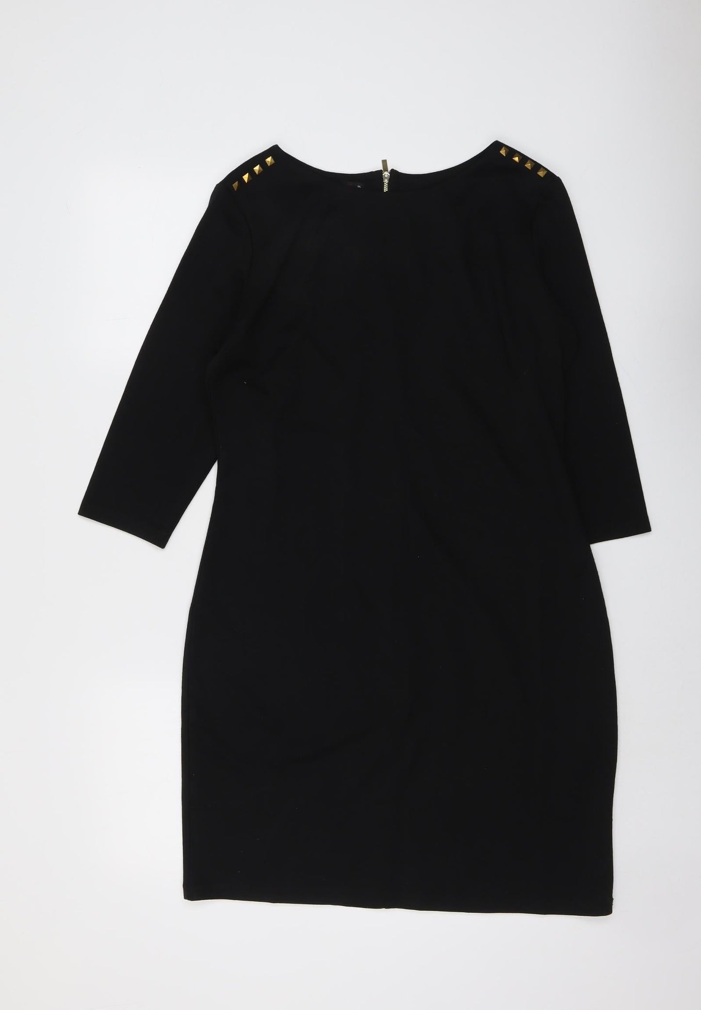 Oodji Womens Black Polyester A-Line Size 2XL Round Neck Zip