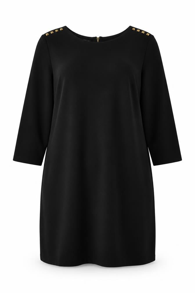 Oodji Womens Black Polyester A-Line Size 2XL Round Neck Zip