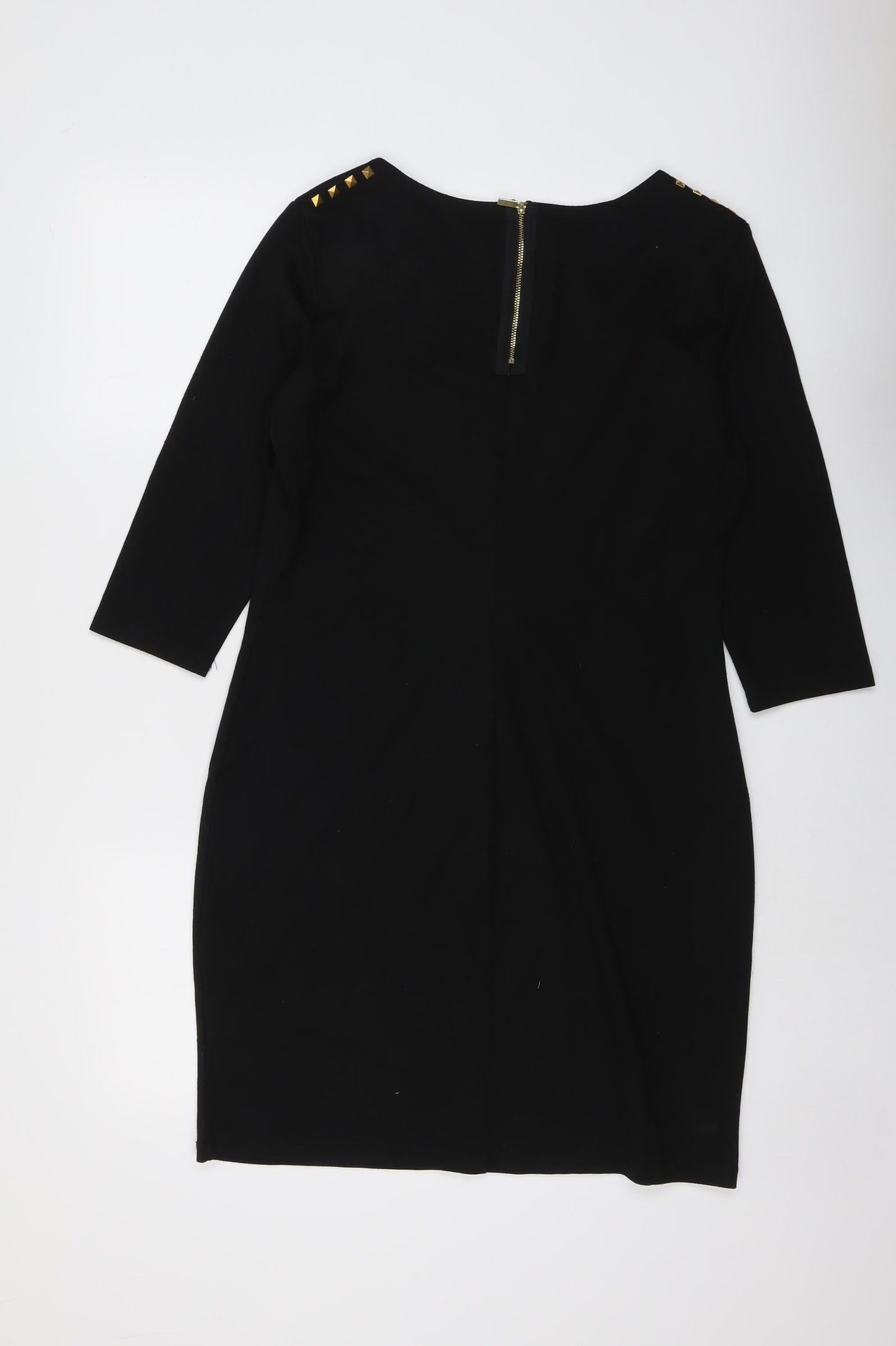Oodji Womens Black Polyester A-Line Size 2XL Round Neck Zip