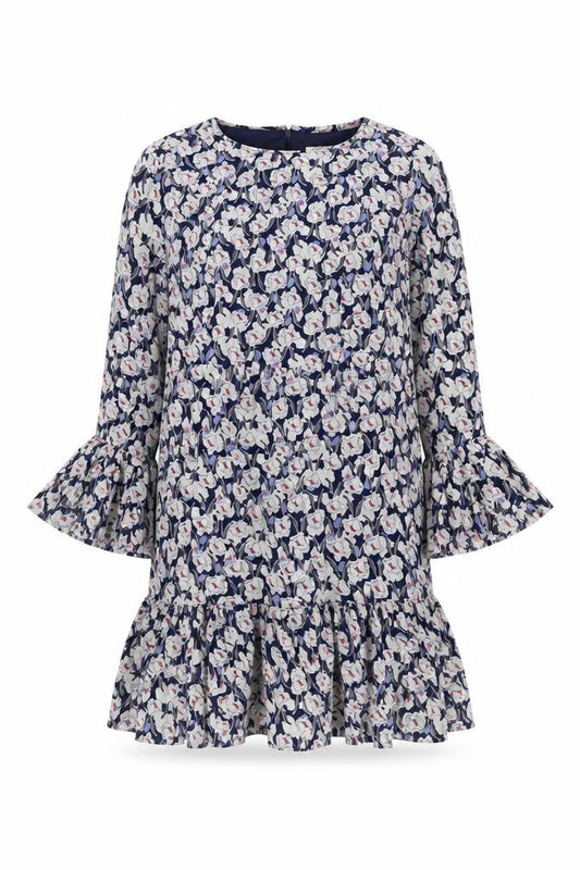 Joanie Womens Blue Geometric Polyester Skater Dress Size 8 Round Neck Zip