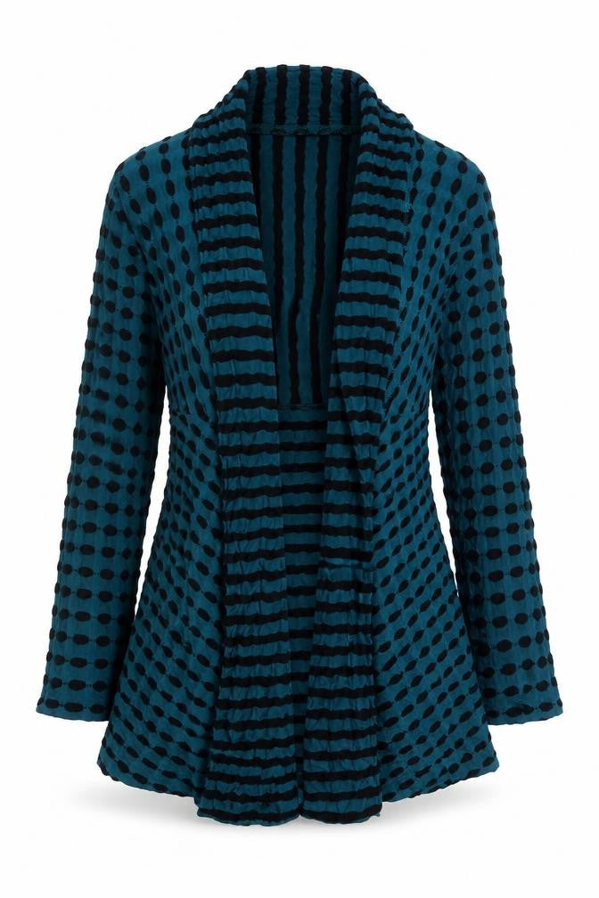 Adini Womens Blue V-Neck Geometric Cotton Cardigan Jumper Size S - Size S-M
