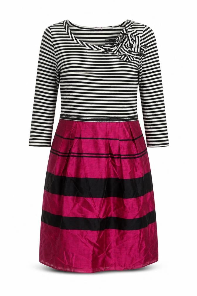 Per Una Womens Multicoloured Striped Viscose A-Line Size 14 Round Neck Zip
