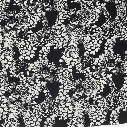 Monki Womens Black Animal Print Polyester Basic Button-Up Size XS Collared