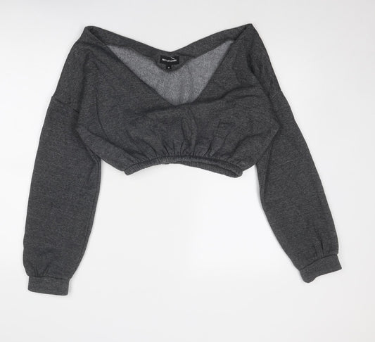PRETTYLITTLETHING Womens Grey Polyester Pullover Sweatshirt Size M Pullover