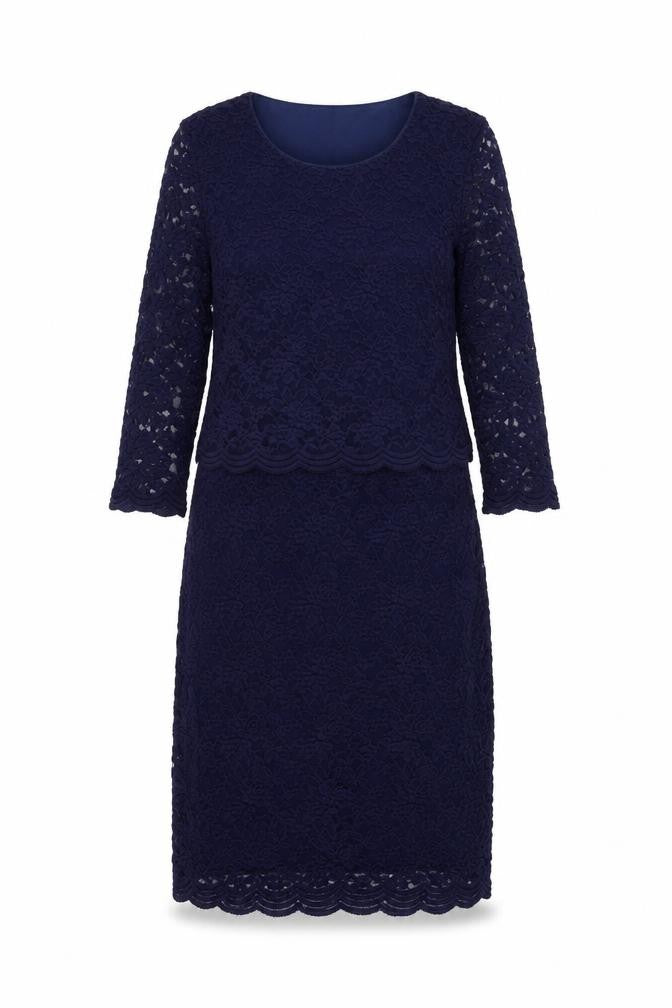 Damart Womens Blue Polyamide Sheath Size 10 Round Neck Pullover - Lace
