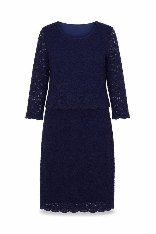 Damart Womens Blue Polyamide Sheath Size 10 Round Neck Pullover - Lace