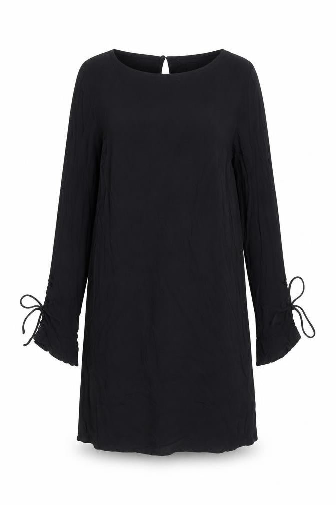 H&M Womens Black Viscose A-Line Size 10 Round Neck Button