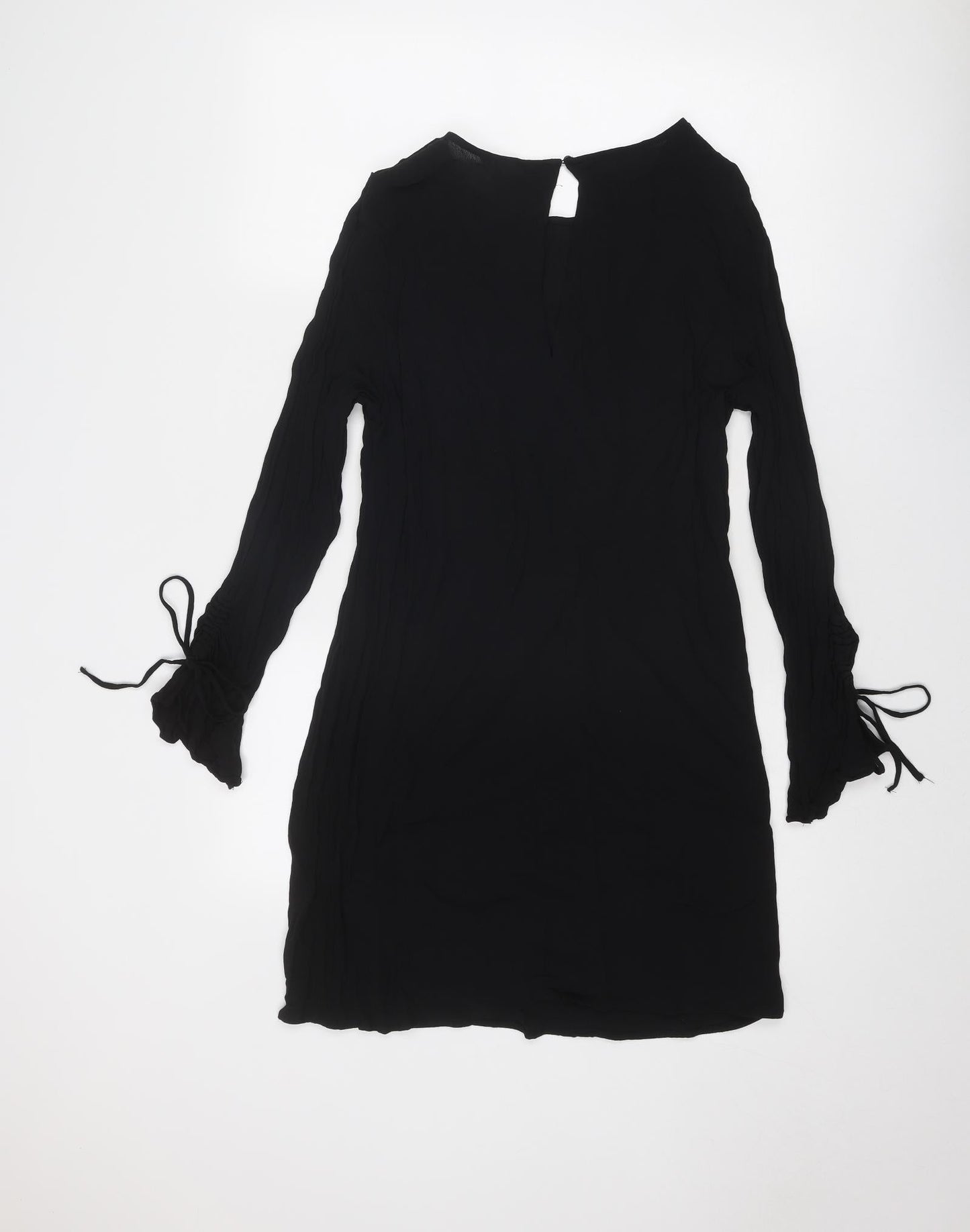 H&M Womens Black Viscose A-Line Size 10 Round Neck Button