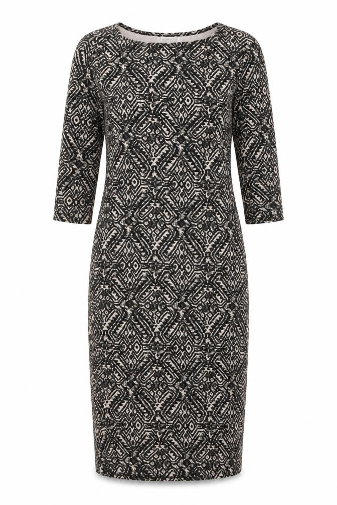 River Island Womens Black Geometric Viscose A-Line Size 8 Round Neck Pullover