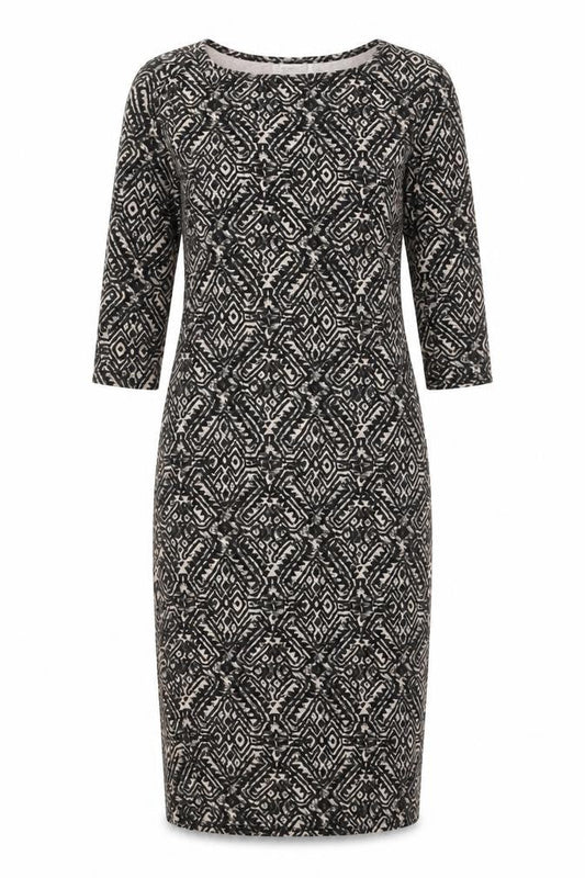 River Island Womens Black Geometric Viscose A-Line Size 8 Round Neck Pullover