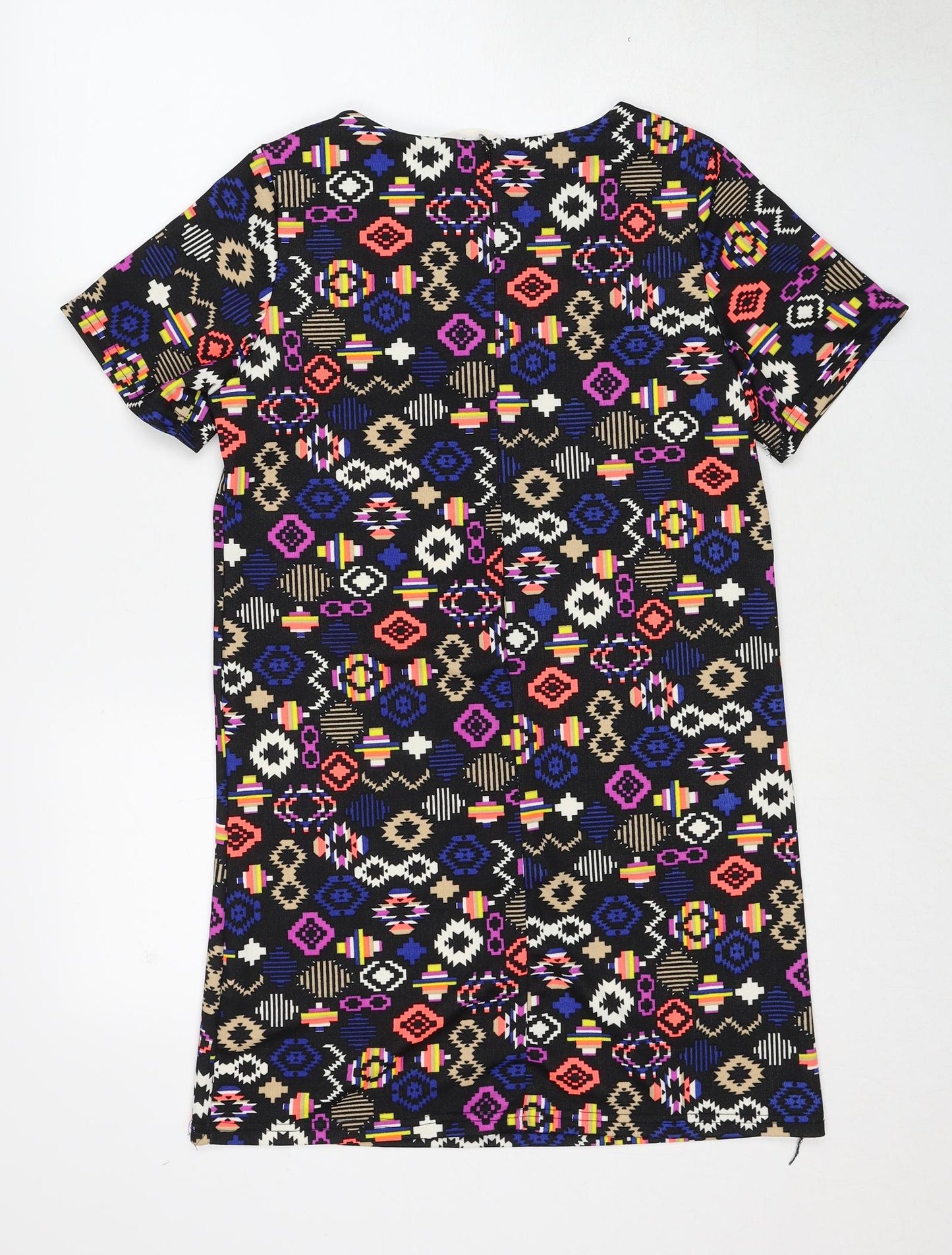 Dolls Womens Multicoloured Geometric Polyester Shift Size M Round Neck Zip - Size M-L