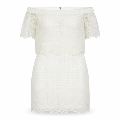 Topshop Womens White Polyester Mini Size 12 Off the Shoulder Zip