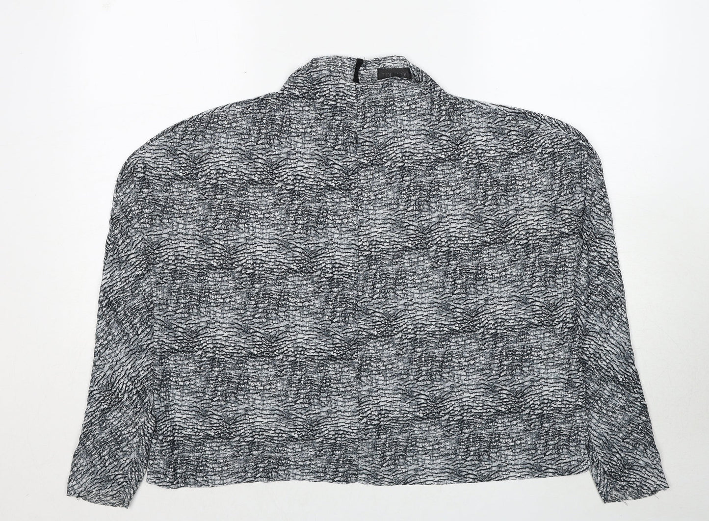 Topshop Womens Grey Geometric Polyester Basic Blouse Size 8 High Neck