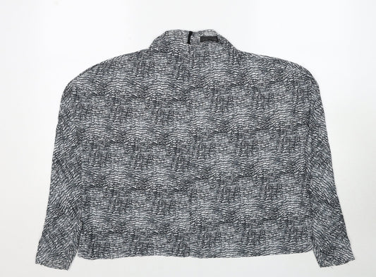 Topshop Womens Grey Geometric Polyester Basic Blouse Size 8 High Neck