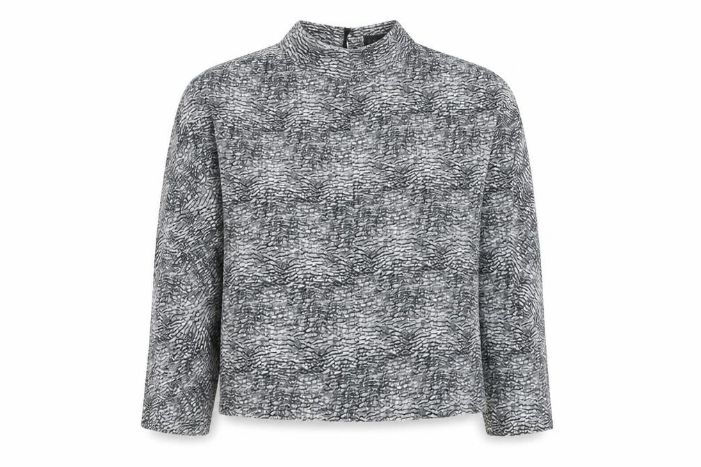 Topshop Womens Grey Geometric Polyester Basic Blouse Size 8 High Neck