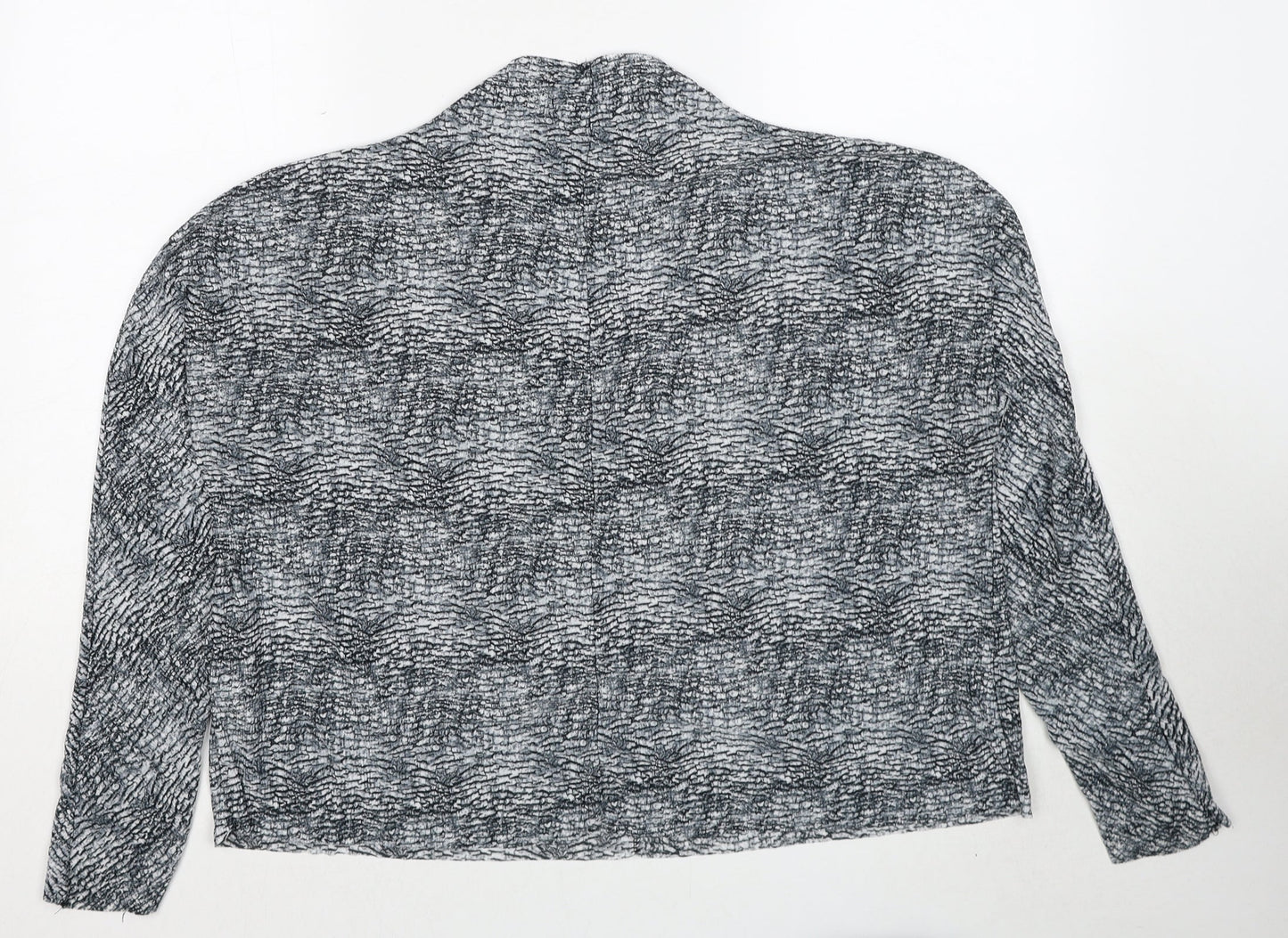 Topshop Womens Grey Geometric Polyester Basic Blouse Size 8 High Neck