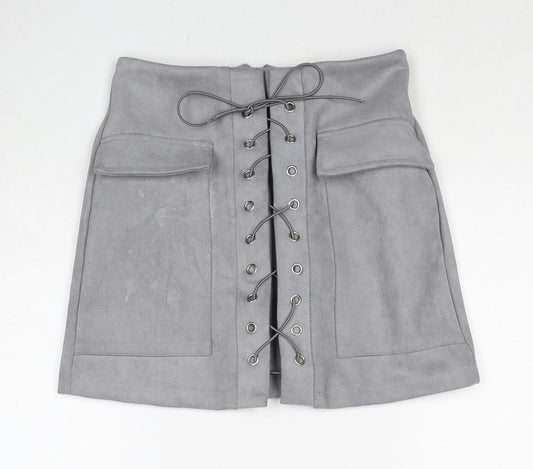 Vestidos Womens Grey Cotton Cargo Skirt Size S Zip