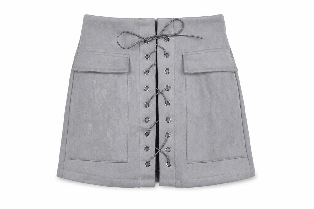 Vestidos Womens Grey Cotton Cargo Skirt Size S Zip