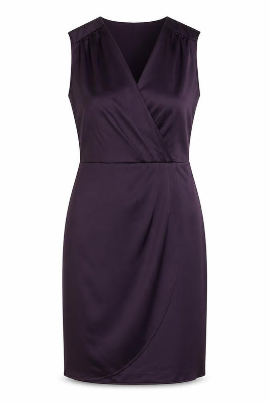 H&M Womens Purple Polyester Sheath Size 6 V-Neck Zip - Wrap Style