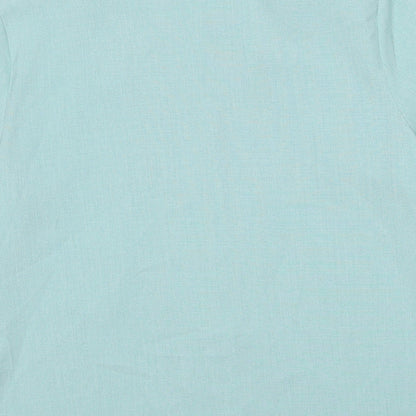 EWM Womens Blue Polyester Basic Button-Up Size 14 Collared