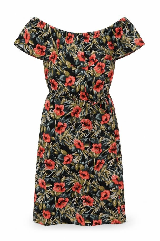 Oasis Womens Multicoloured Floral Viscose A-Line Size XS Off the Shoulder Pullover