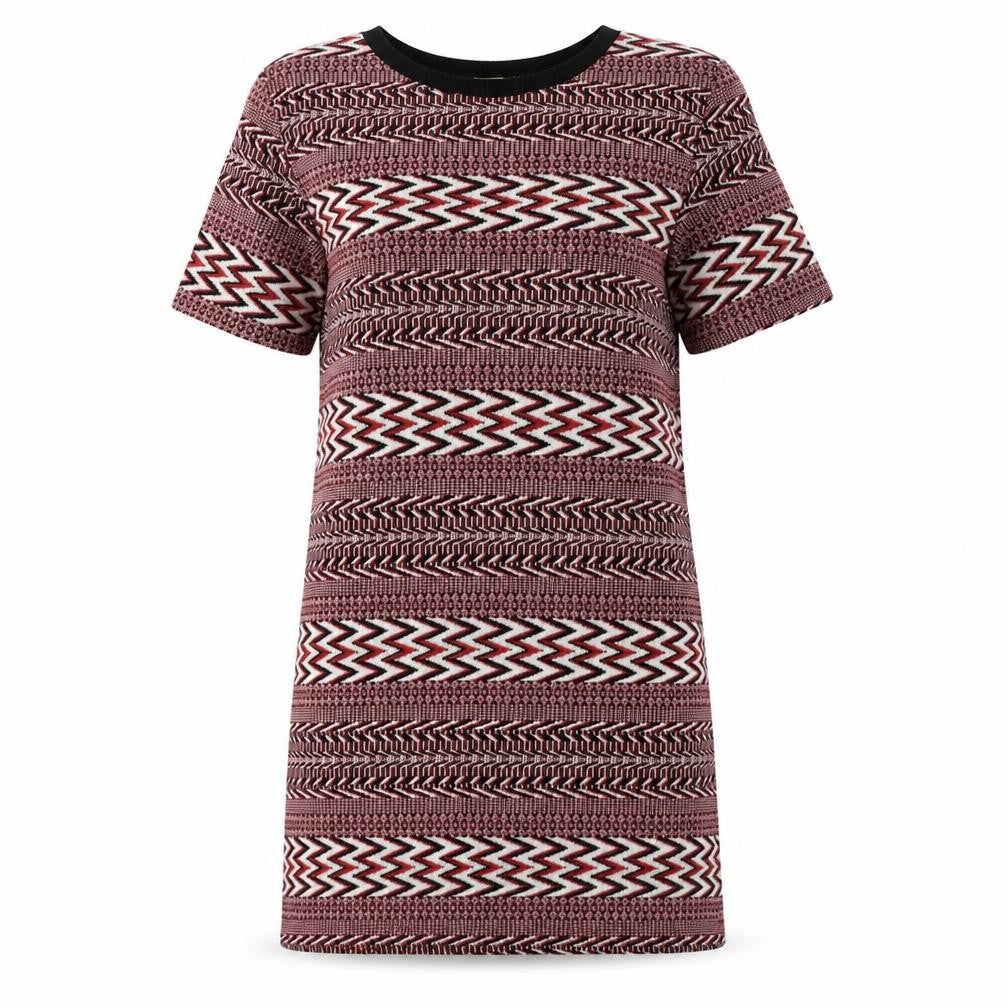 River Island Womens Red Geometric Polyester Shift Size 8 Round Neck Pullover