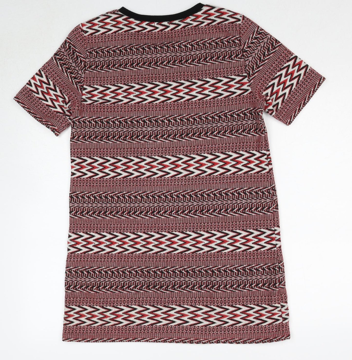 River Island Womens Red Geometric Polyester Shift Size 8 Round Neck Pullover