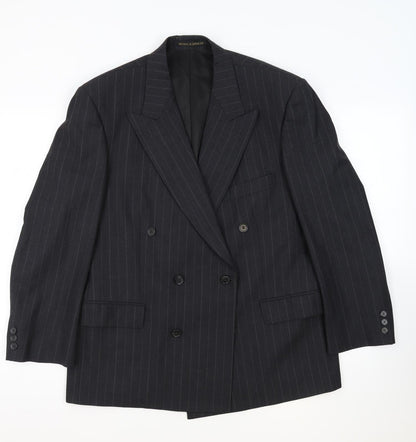 Marks & Spencer Mens Grey Striped Wool Jacket Suit Jacket Size 42 Regular