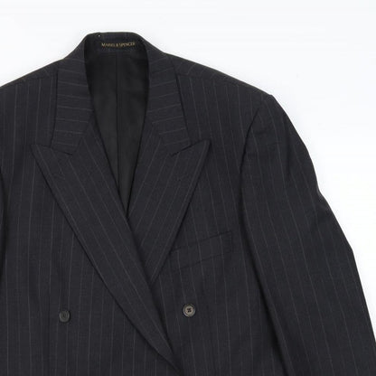 Marks & Spencer Mens Grey Striped Wool Jacket Suit Jacket Size 42 Regular