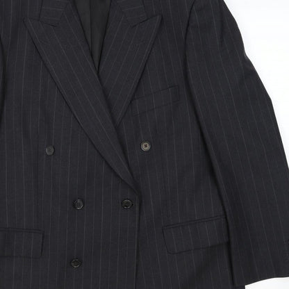 Marks & Spencer Mens Grey Striped Wool Jacket Suit Jacket Size 42 Regular