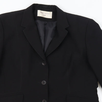 Bonmarché Womens Black Polyester Jacket Blazer Size 14