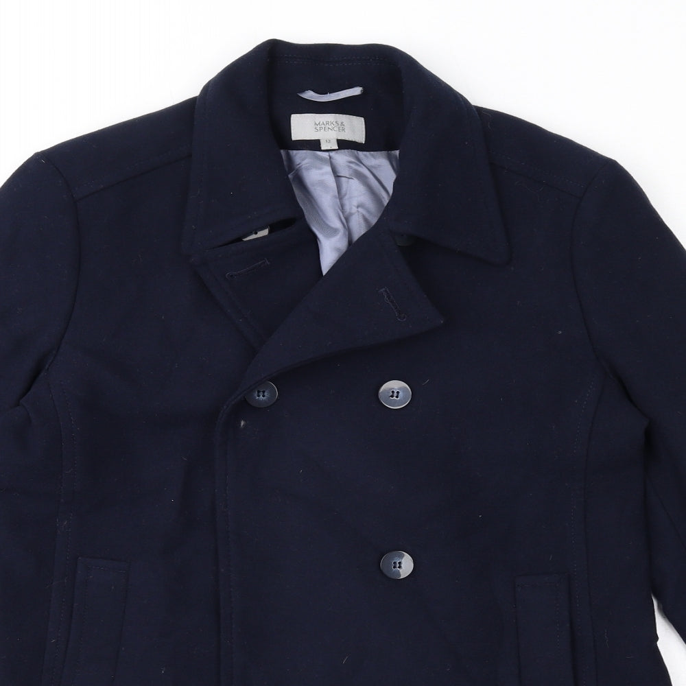 Marks and Spencer Womens Blue Jacket Size 12 Button