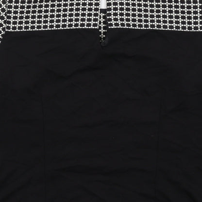 Oasis Womens Black Geometric Polyester Basic Blouse Size 10 Round Neck