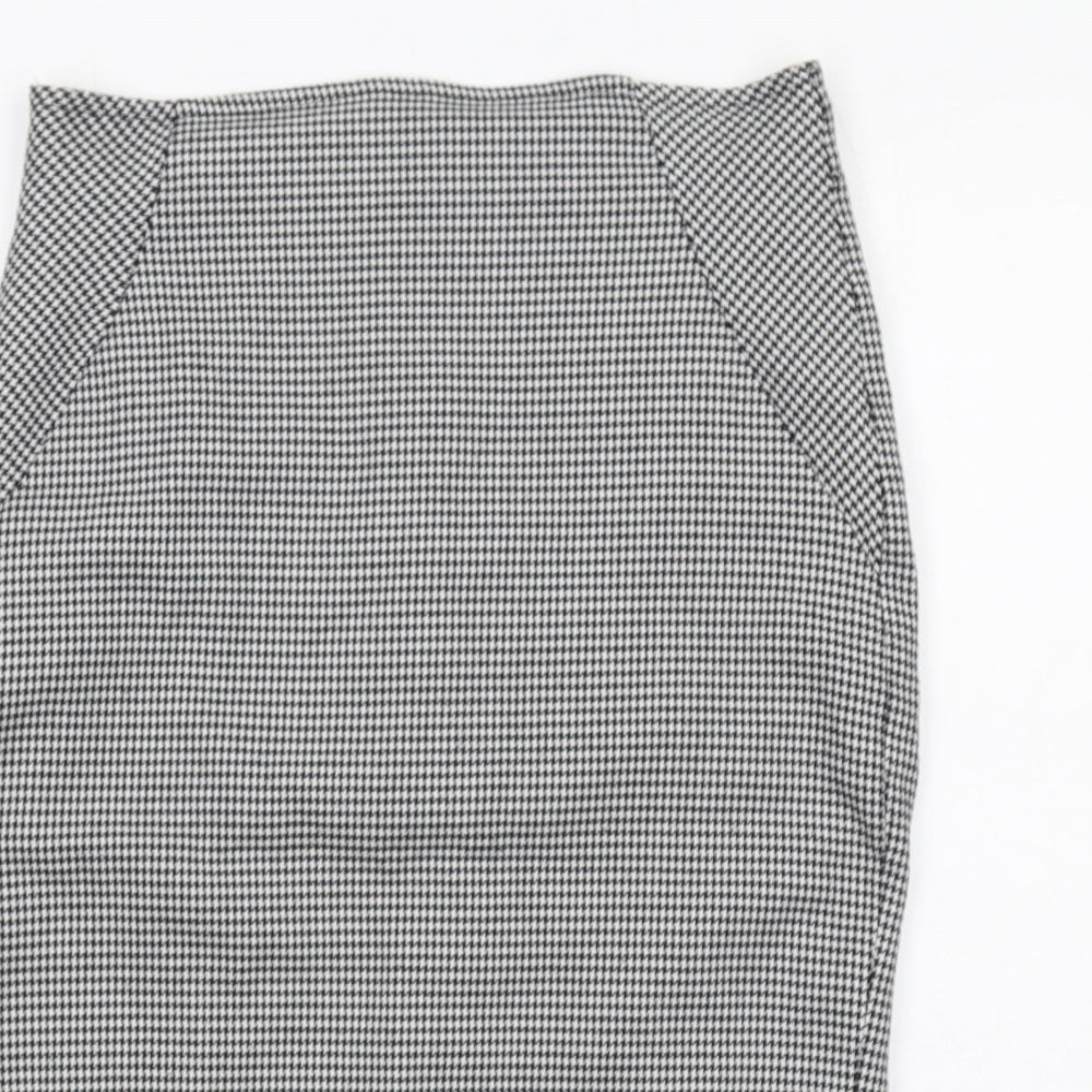 Miss Selfridge Womens Black Geometric Polyester A-Line Skirt Size 10 Zip