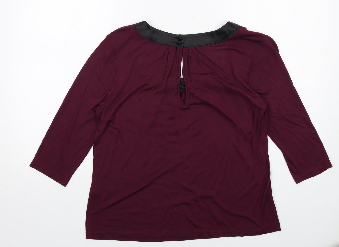 Per Una Womens Purple Modal Basic Blouse Size 14 Boat Neck - Embellished Neckline