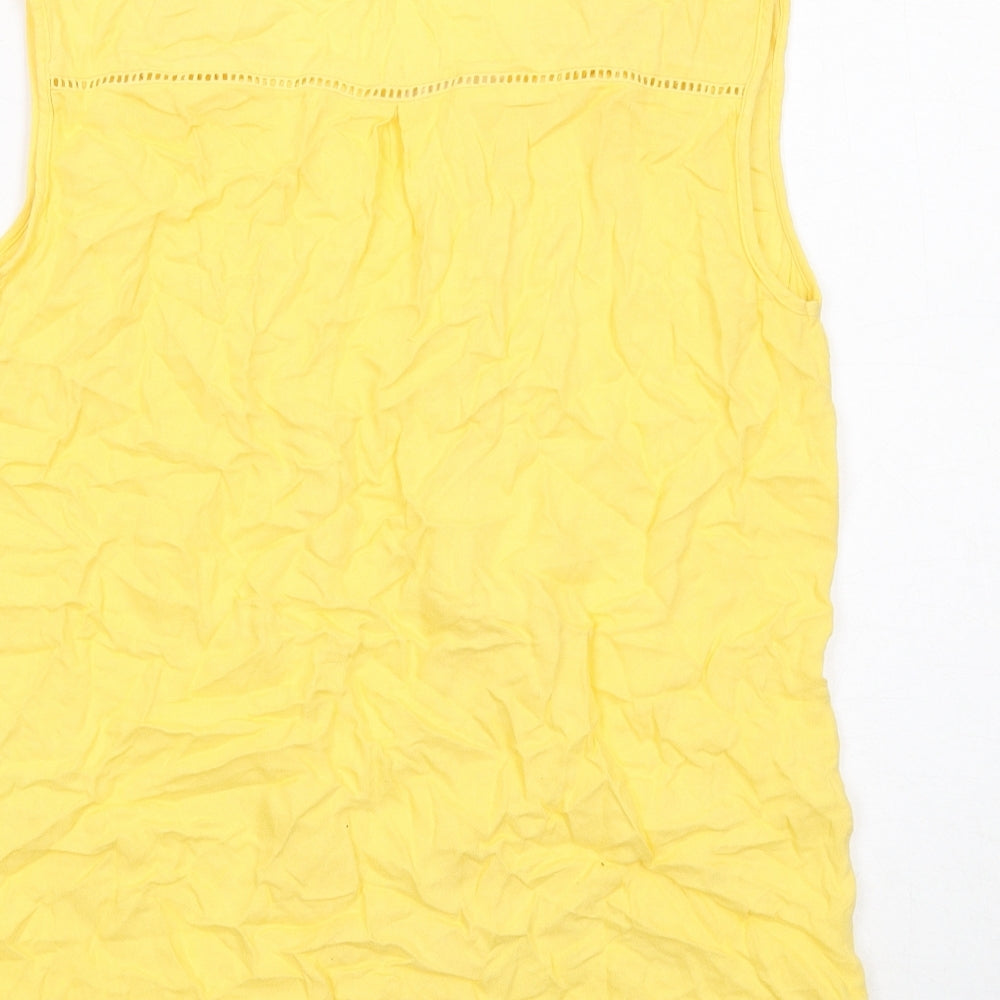 Warehouse Womens Yellow Viscose Basic Blouse Size 12 V-Neck