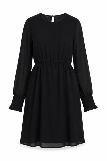 Vero Moda Womens Black Polyester A-Line Size S Round Neck Button