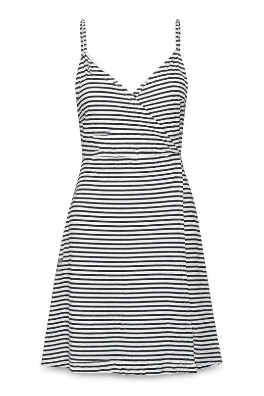 H&M Womens White Striped Cotton Tank Dress Size XS V-Neck Tie